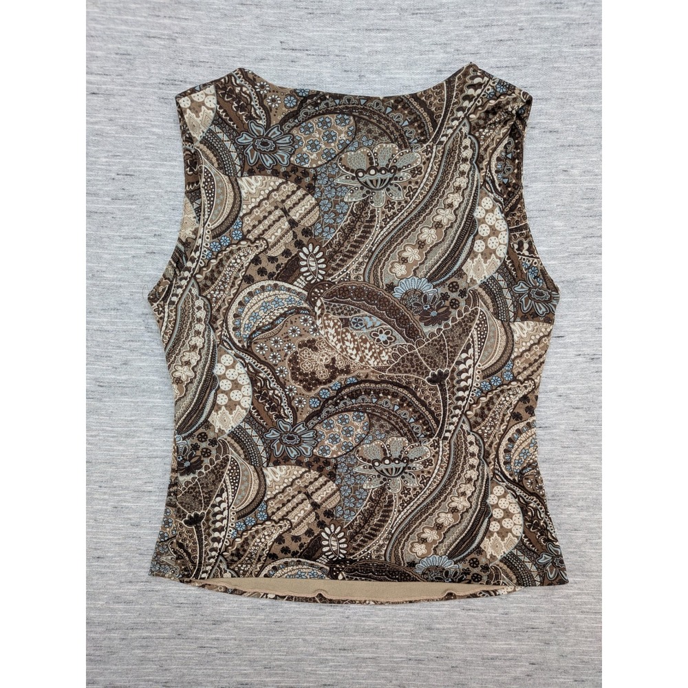 Y2K George Paisley Print Tank Top Sleeveless V-Neck Medium Whimsigoth - Picture 6 of 8